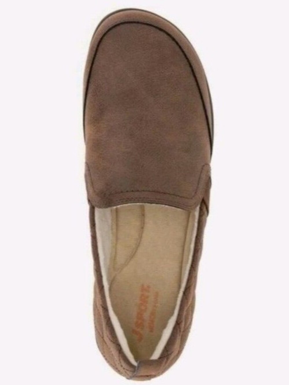 New In Box JSport Womens 7.5 Brown Faux Leather Lisa Slide On Memory Foam Shoes